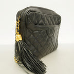 Chanel Shoulder Bag Quilted Caviar Leather Black Gold — view 2