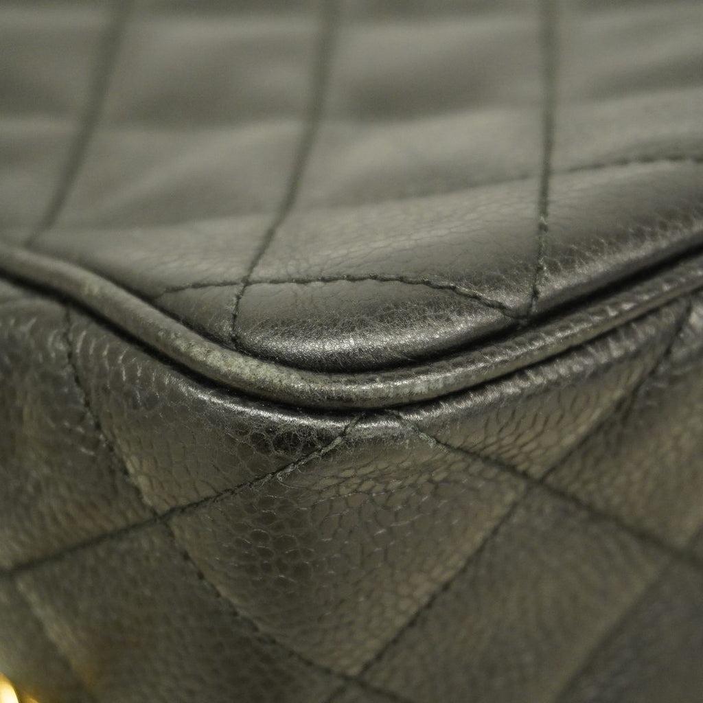 Chanel Shoulder Bag Quilted Caviar Leather Black Gold — view 7