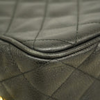 Chanel Shoulder Bag Quilted Caviar Leather Black Gold — view 7