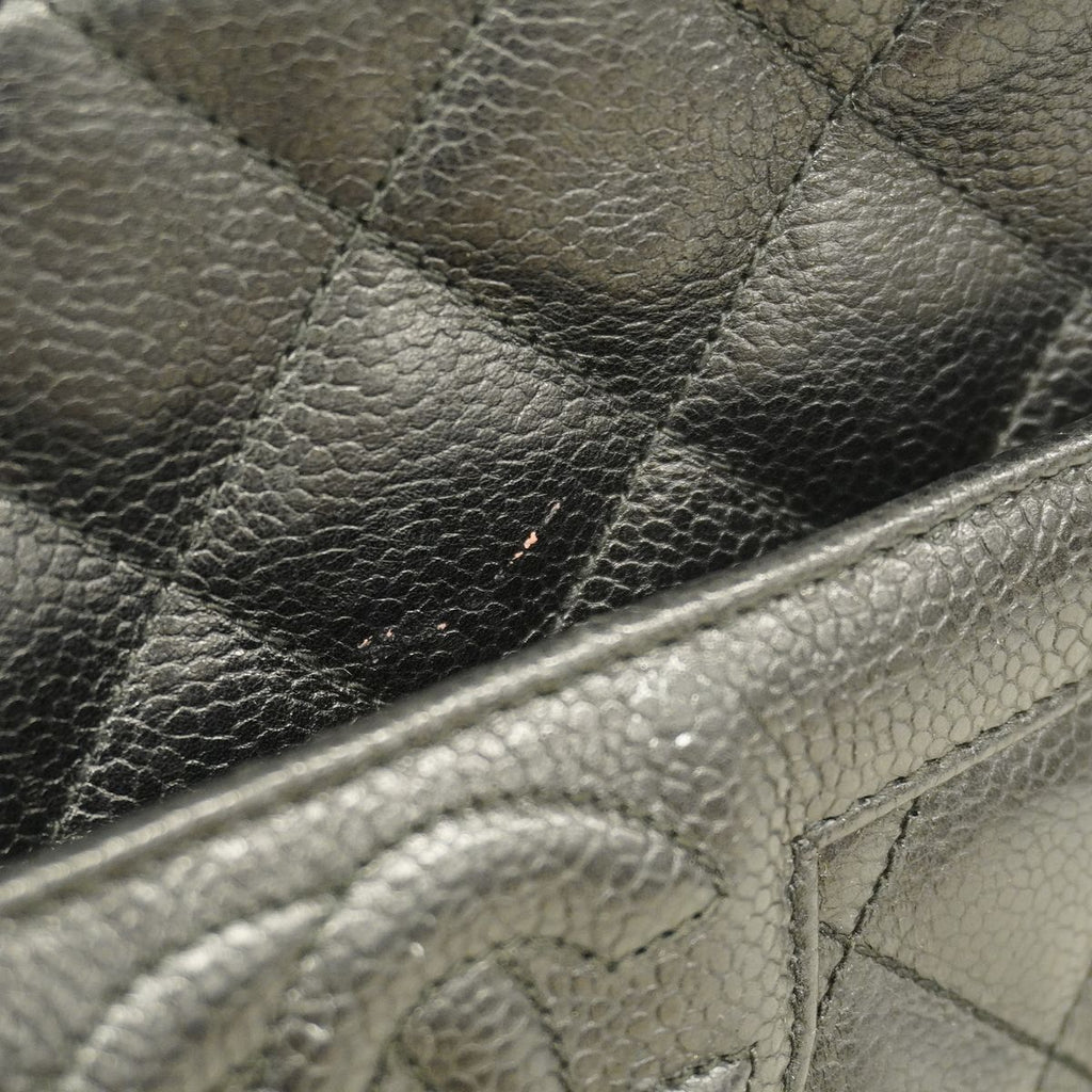 Chanel Shoulder Bag Quilted Caviar Leather Black Gold — view 8