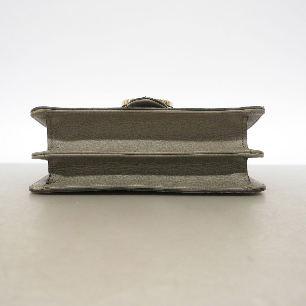 Gucci Shoulder Bag Interlocking G Leather Gray Champagne Gold — view 3