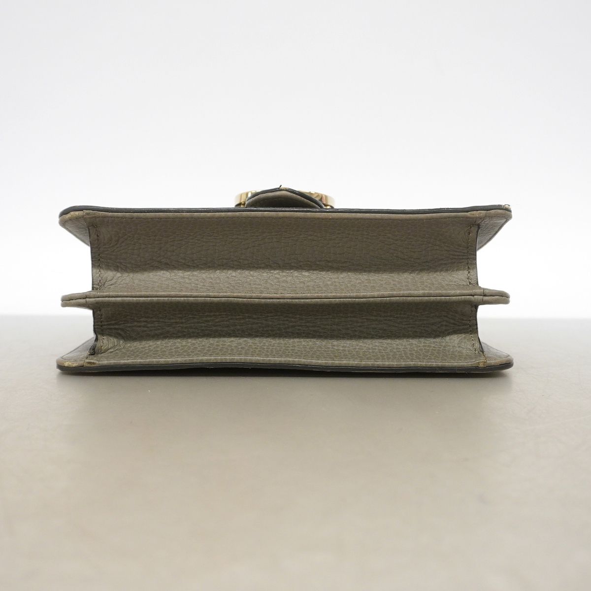 Gucci Shoulder Bag Interlocking G Leather Gray Champagne Gold — view 3