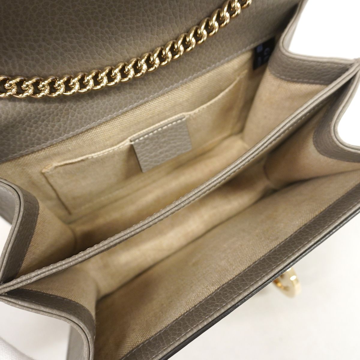 Gucci Shoulder Bag Interlocking G Leather Gray Champagne Gold — view 4
