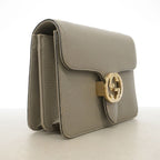 Gucci Shoulder Bag Interlocking G Leather Gray Champagne Gold — view 2