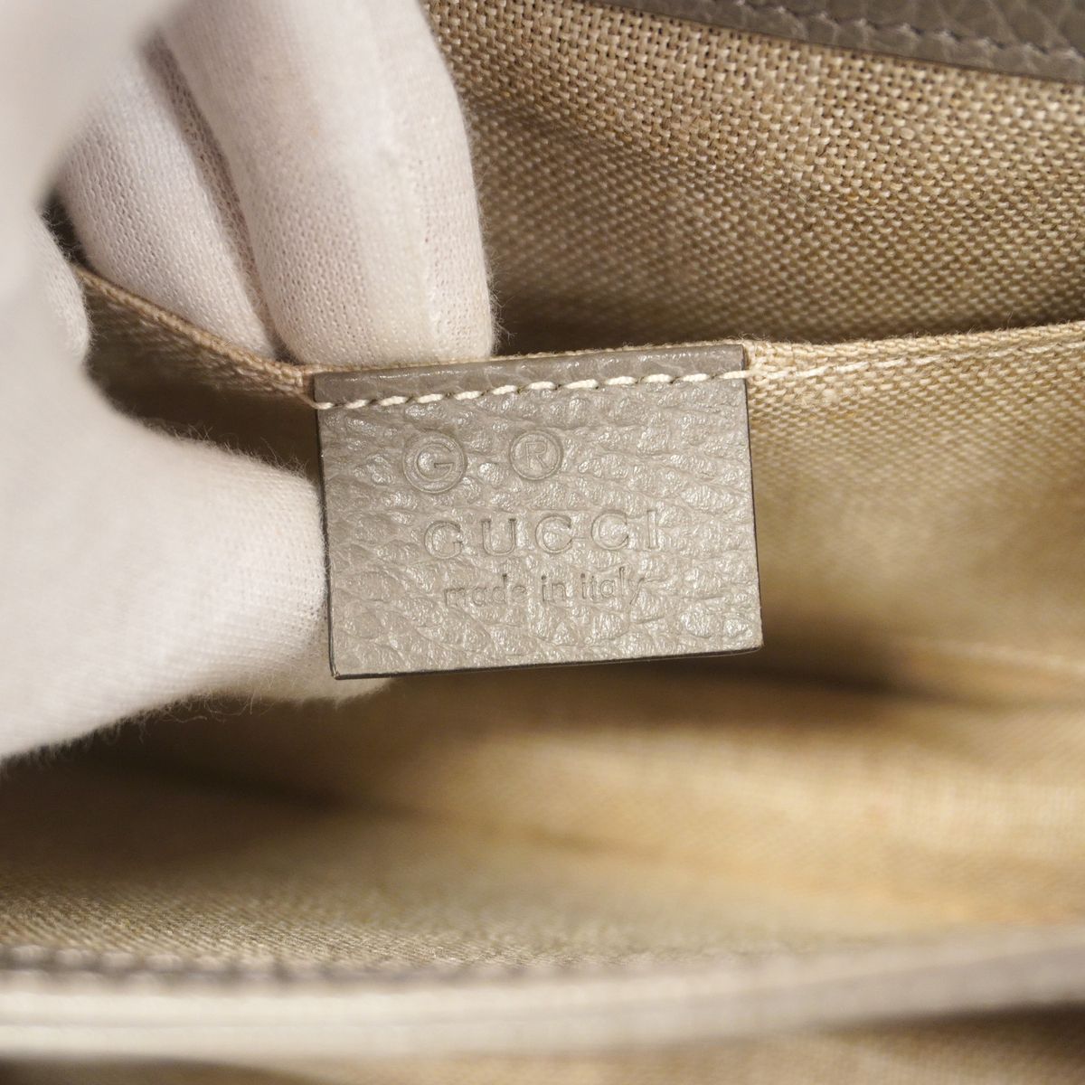 Gucci Shoulder Bag Interlocking G Leather Gray Champagne Gold — view 5