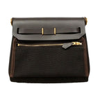 Hermes Shoulder Bag Herbag Zip Mini Toile Military Beblanc Gold — view 8