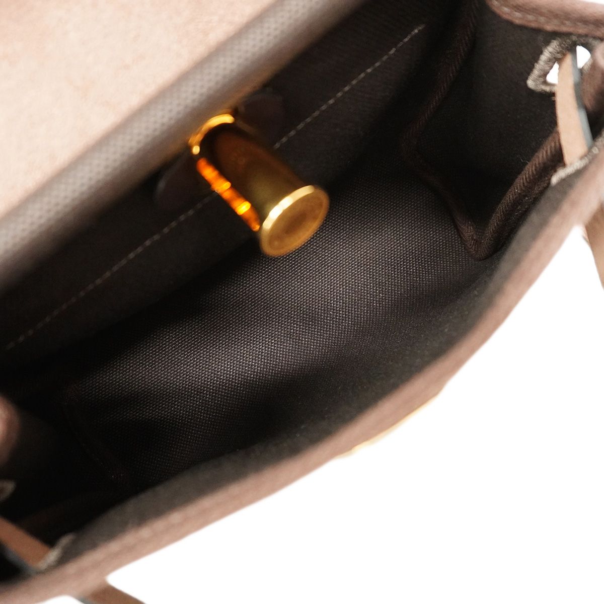 Hermes Shoulder Bag Herbag Zip Mini Toile Military Beblanc Gold — view 4