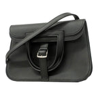Hermes Handbag Halzan Mini Swift Black Silver 2-Way Bag