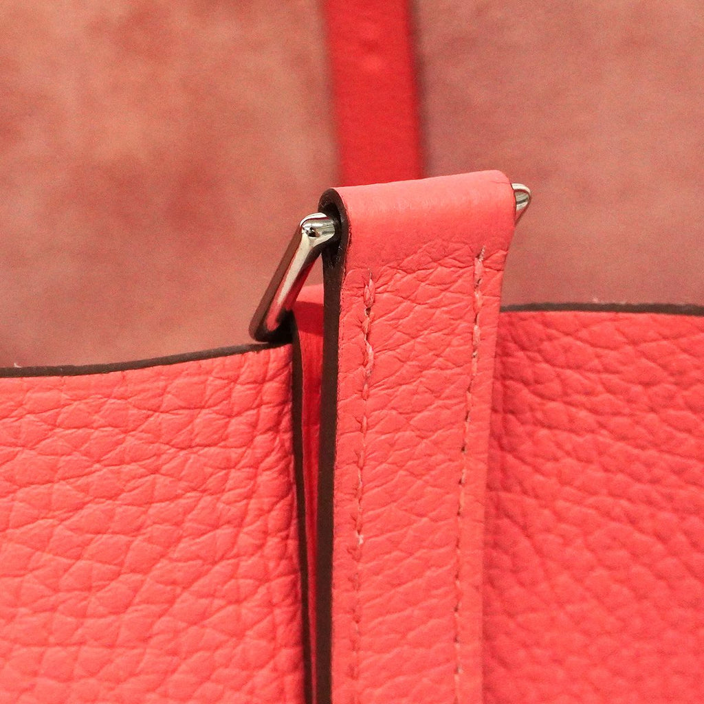 Hermes Handbag Picotin Lock PM Taurillon Clemence Rose Azalea Silver — view 8
