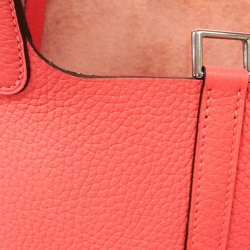 Hermes Handbag Picotin Lock PM Taurillon Clemence Rose Azalea Silver — view 7