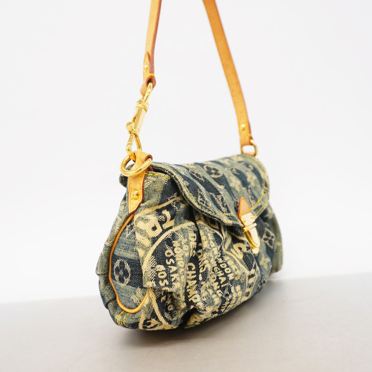 Louis Vuitton Handbag Monogram Denim Mini Pleaty Raye Blue — view 2