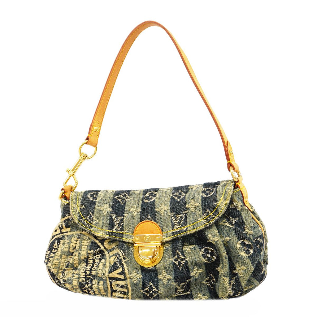 Louis Vuitton Handbag Monogram Denim Mini Pleaty Raye Blue