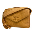 Chanel Shoulder Bag V-stitch Lambskin Brown Gold