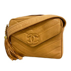 Chanel Shoulder Bag V-stitch Lambskin Brown Gold