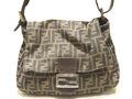 Fendi Mamma Bucket Shoulder Bag Zucca Pattern Khaki Brown Canvas Leather