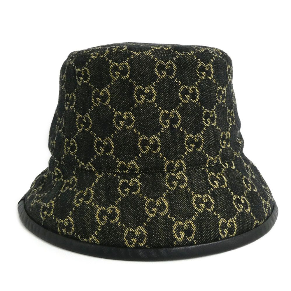 Gucci GG Denim Bucket Hat Black 59 Cotton Hat