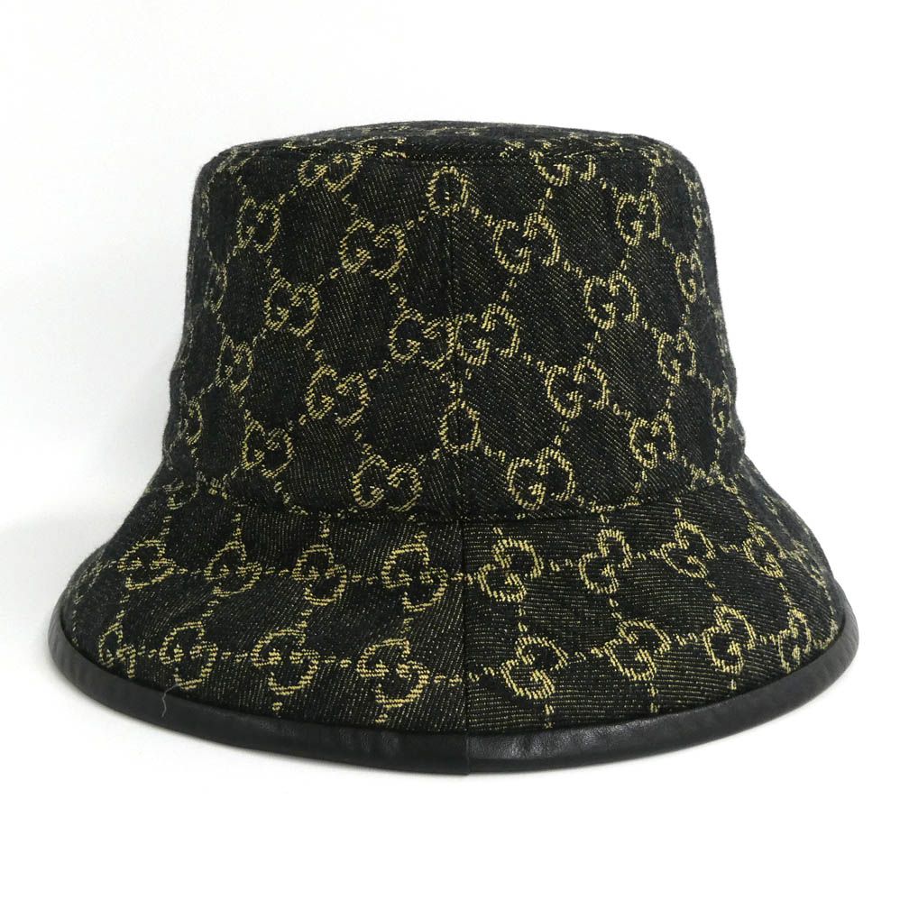 Gucci GG Denim Bucket Hat Black 59 Cotton Hat — view 2