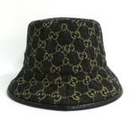 Gucci GG Denim Bucket Hat Black 59 Cotton Hat — view 2