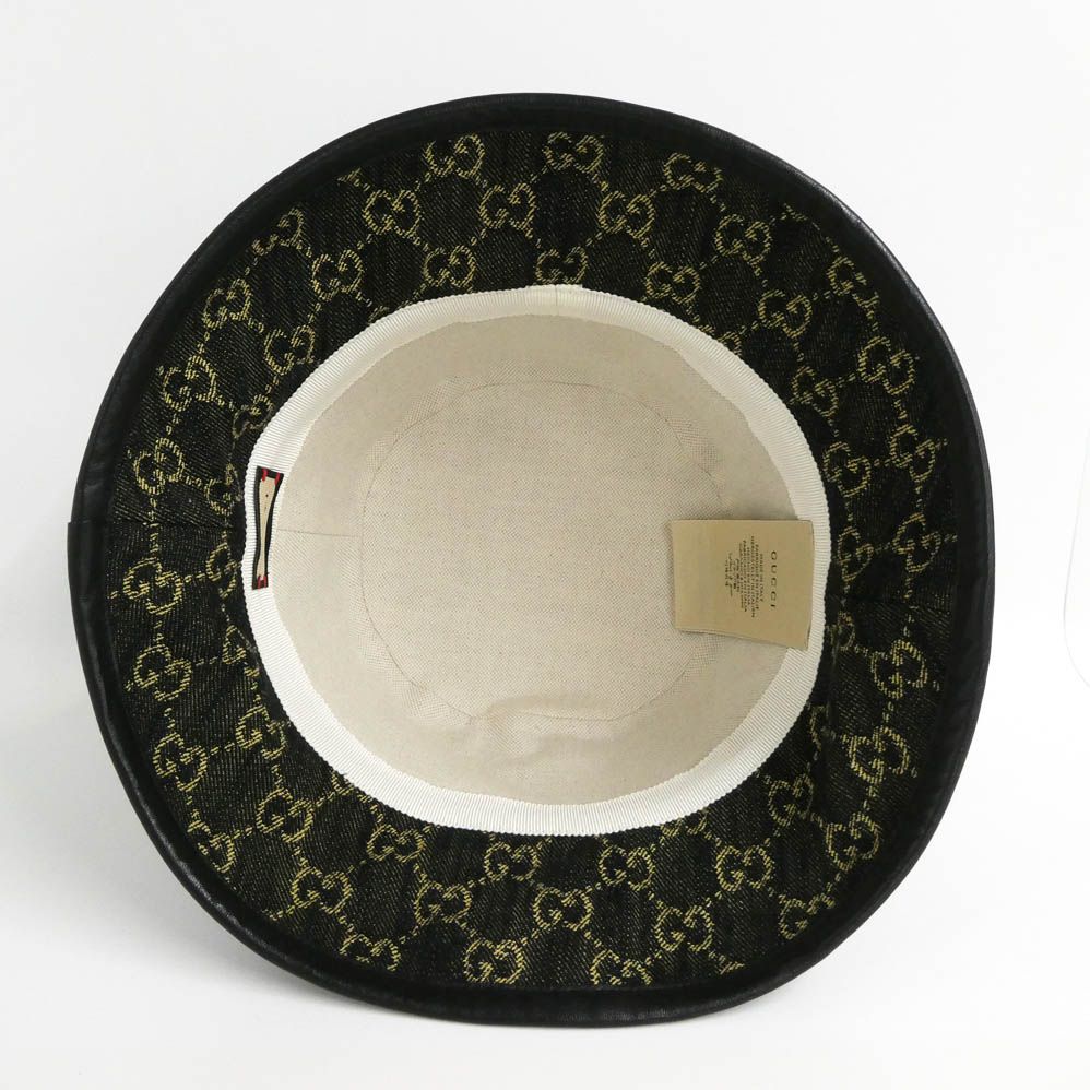 Gucci GG Denim Bucket Hat Black 59 Cotton Hat — view 4