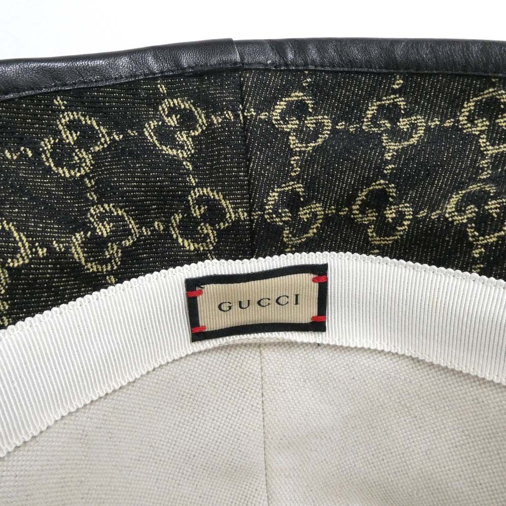 Gucci GG Denim Bucket Hat Black 59 Cotton Hat — view 8
