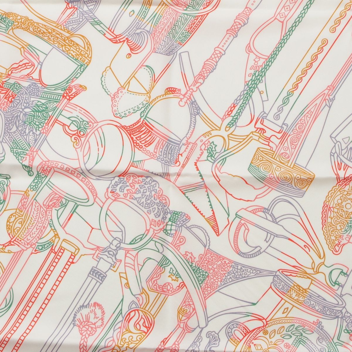 Hermes Carre Double Face 70 Silk Etrier's Performance Remix Scarf Multicolor — view 6