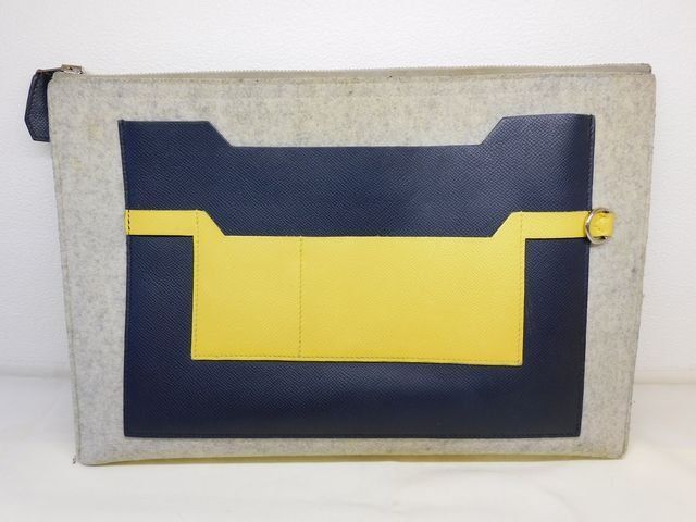 Hermes Too Felt Leather Secondbag Clutch
