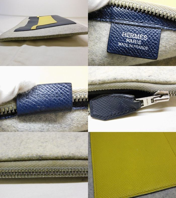 Hermes Too Felt Leather Secondbag Clutch — view 5