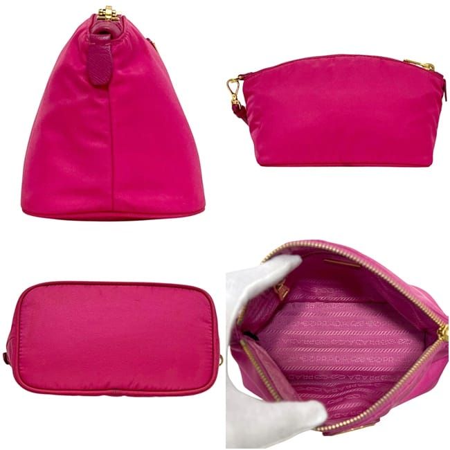 Prada Pouch Case Tessuto 58 M 224 Nylon Pink Triangle Plate — view 2