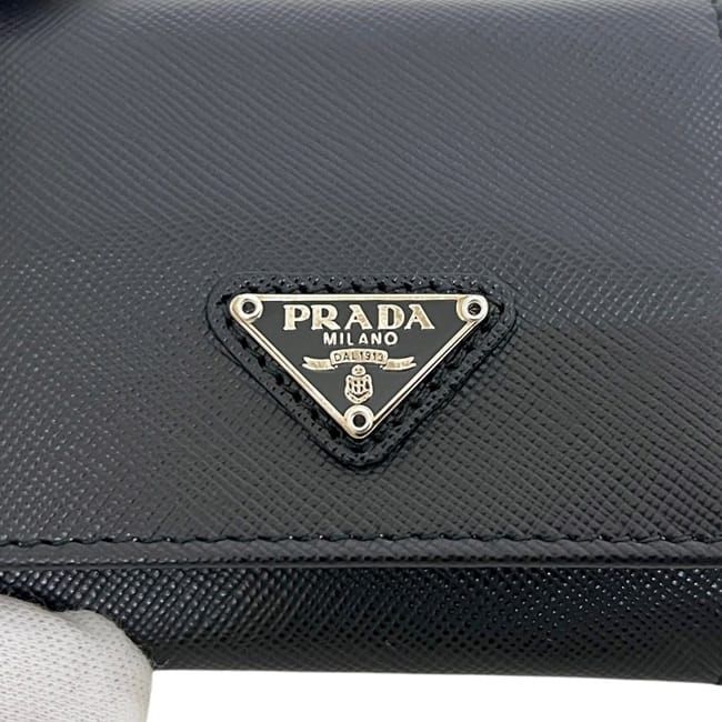 Prada Coin Purse Wallet 85 Leather Saffiano Nero Black Square — view 5