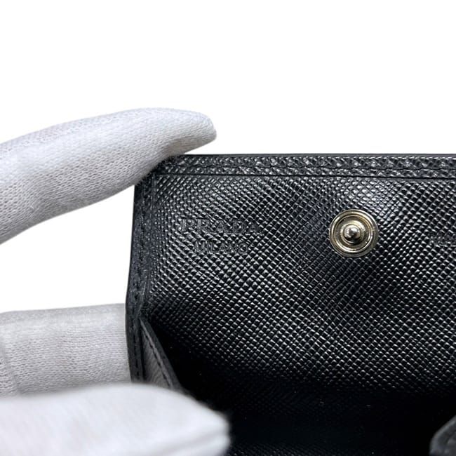 Prada Coin Purse Wallet 85 Leather Saffiano Nero Black Square — view 7