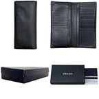 Prada Bifold Wallet Leather Saffiano Nero Black Embossed Logo — view 3