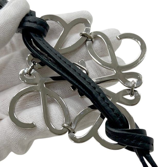 Loewe Charm Bag Anagram Leather Metal Black Logo Keychain — view 4