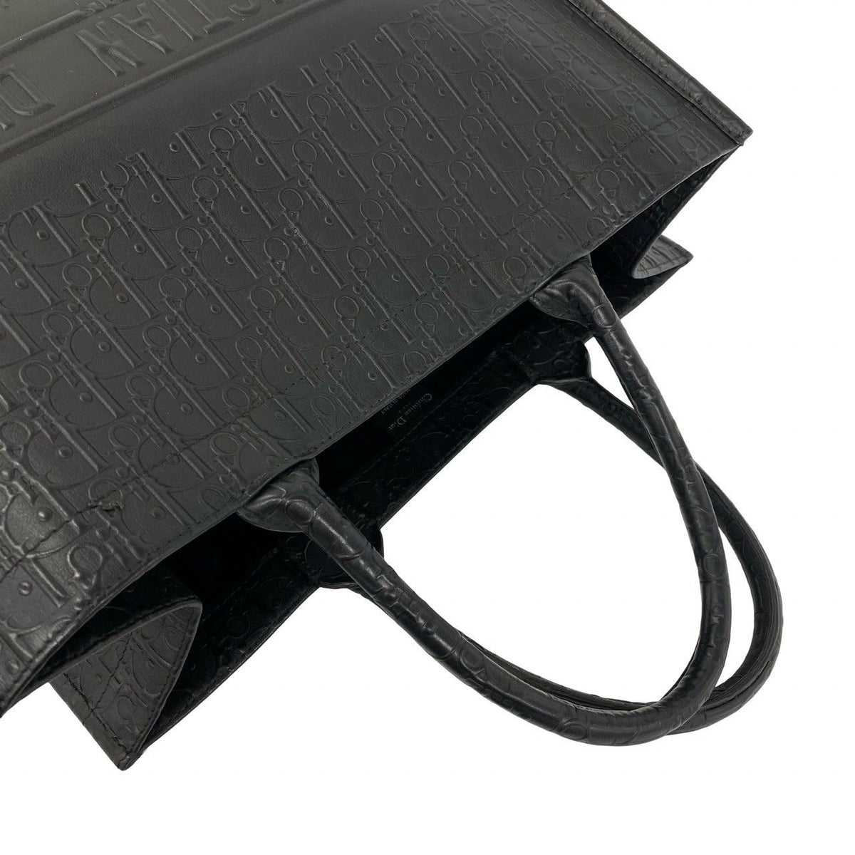 Dior Book Tote Trotter Logo Pattern Embossed Leather Black — view 4