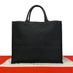 Dior Book Tote Trotter Logo Pattern Embossed Leather Black