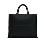 Dior Book Tote Trotter Logo Pattern Embossed Leather Black — view 3