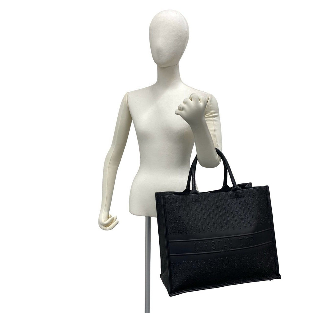 Dior Book Tote Trotter Logo Pattern Embossed Leather Black — view 2