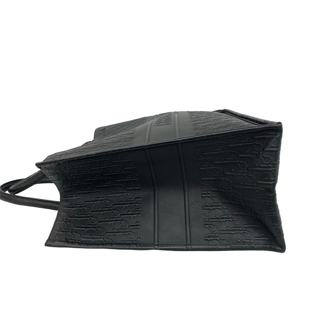 Dior Book Tote Trotter Logo Pattern Embossed Leather Black — view 5