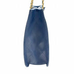 Chanel Quilted Chain Tote Navy Gold Shoulder Bag Caviar Leather — view 2