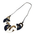 Hermes Karamba Necklace Buffalo Horn Lacquerwood Navy White