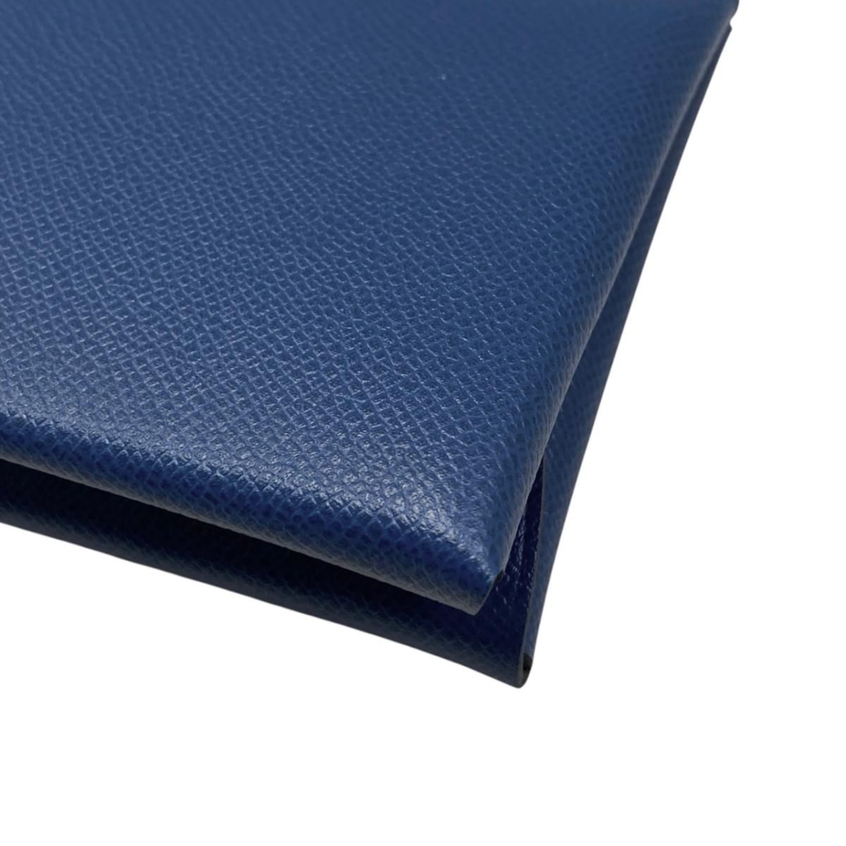 Hermes Card Case Coin Purse Calvi Duo Veau Madame Deep Blue Silver — view 4