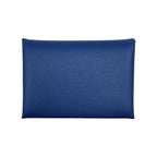 Hermes Card Case Coin Purse Calvi Duo Veau Madame Deep Blue Silver