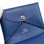 Hermes Card Case Coin Purse Calvi Duo Veau Madame Deep Blue Silver — view 6