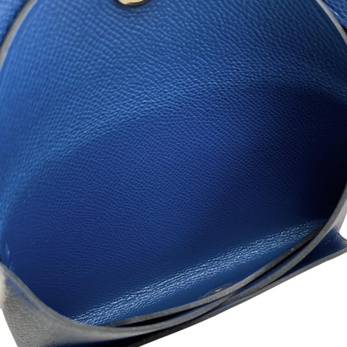 Hermes Card Case Coin Purse Calvi Duo Veau Madame Deep Blue Silver — view 8