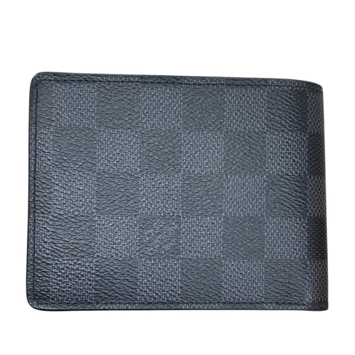 Louis Vuitton Bifold Wallet Portefeuille Multiple Damier Graphite Black Gray — view 2