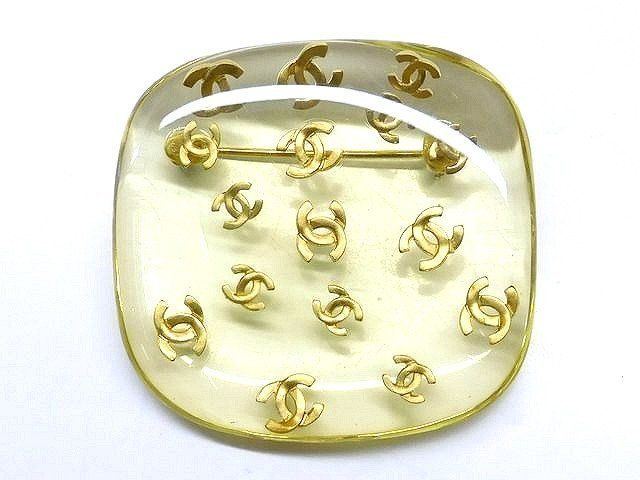 Chanel Brooch Plastic CC Logo Antique Vintage