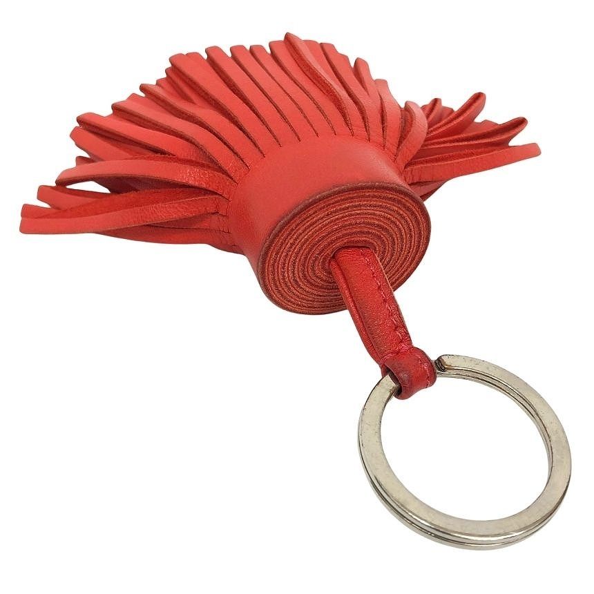 Hermes Carmen Key Ring Key Holder Fringe Charm Leather Keychain — view 2