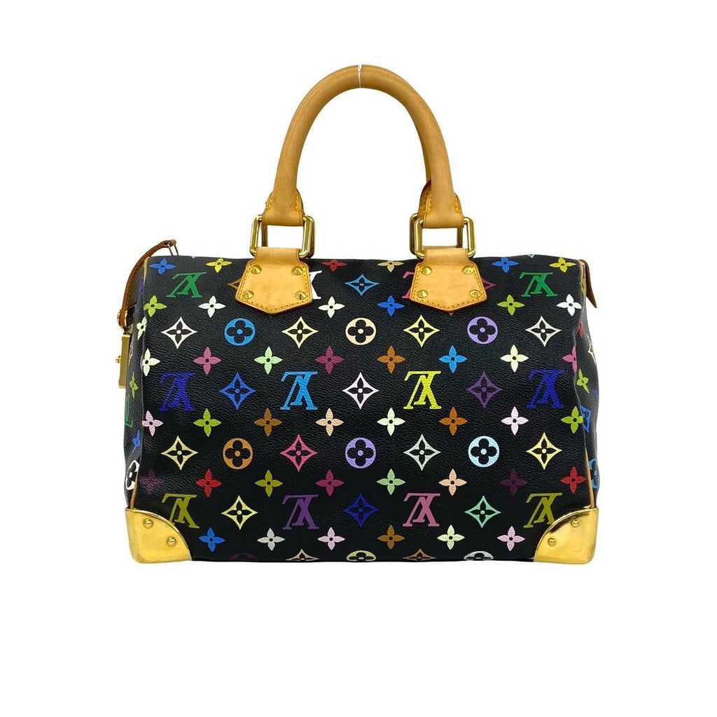 Louis Vuitton Speedy 30 Monogram Multicolor Leather Boston Bag Black — view 3