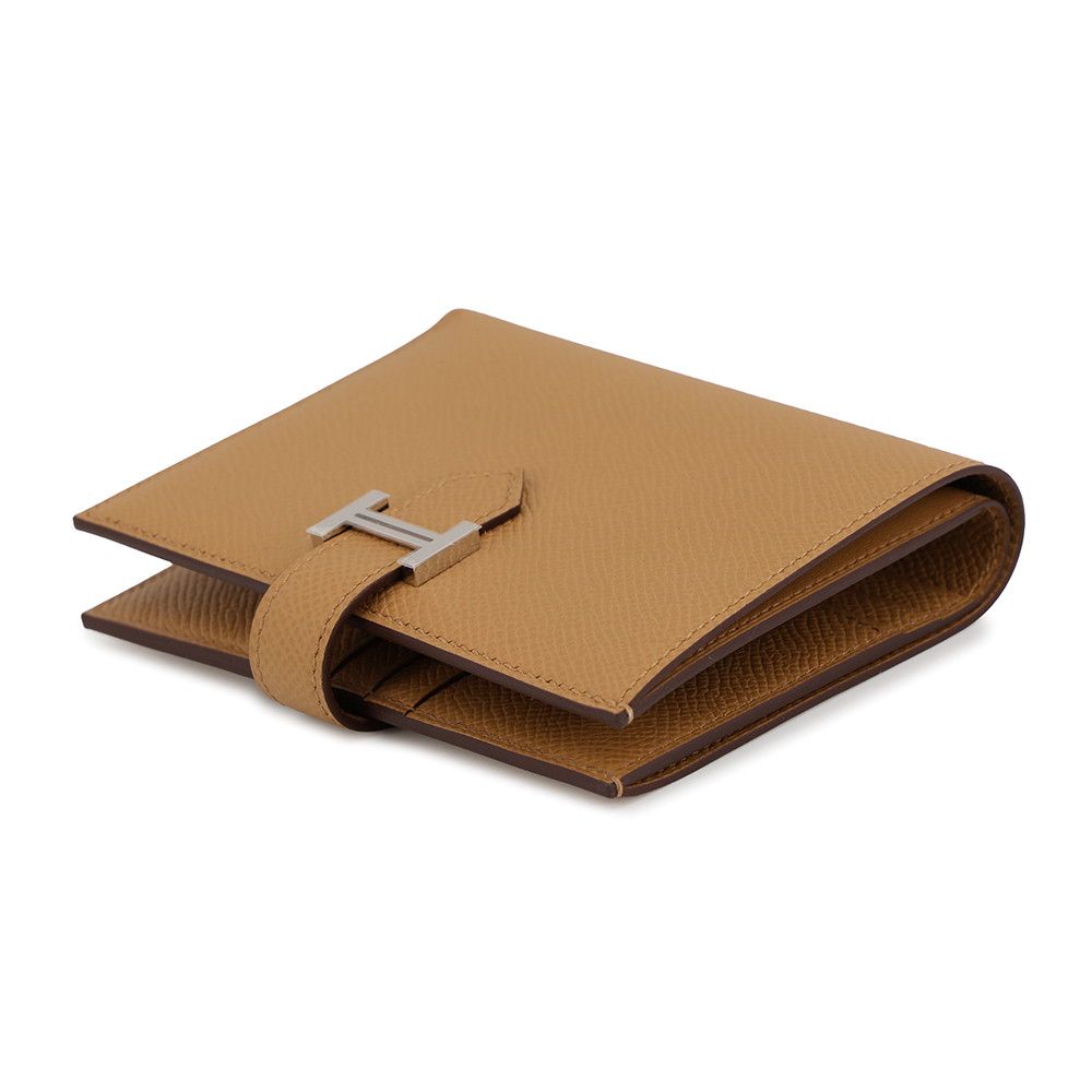 Hermes Bifold Wallet Bearn Compact Biscuit Silver Epsom — view 2