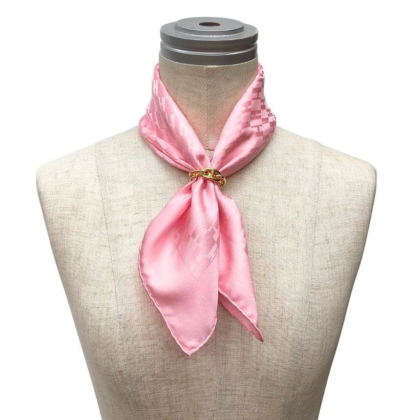 Hermes Pocket Square Grand H Scarf Pochette Pongee Faconnee H Pink Silk — view 2