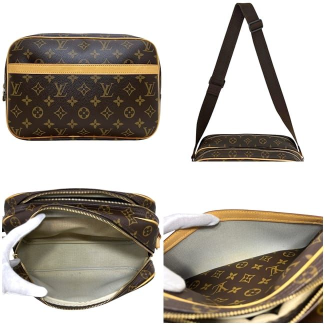 Louis Vuitton Shoulder Bag Reporter PM Monogram Canvas Vachetta Leather Brown — view 3
